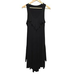 XCVI Tank Dress Womens Medium Black Asymmetrical Ruffle Hem Whimsigoth Lagenlook